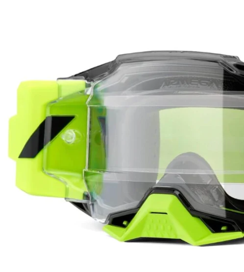 100% Armega Forecast Roll Off Goggle Neon Yellow - Clear Lens - Image 4