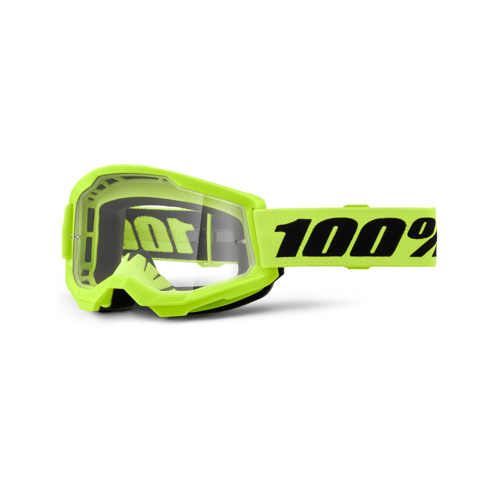 100% Strata 2 Goggle Neon Yellow - Clear Lens - Image 2
