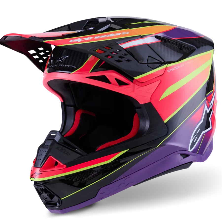 Alpinestars Helmet Supertech SM10 Era Helmet - Pink Violet Yellow Fluo Gloss - Image 2