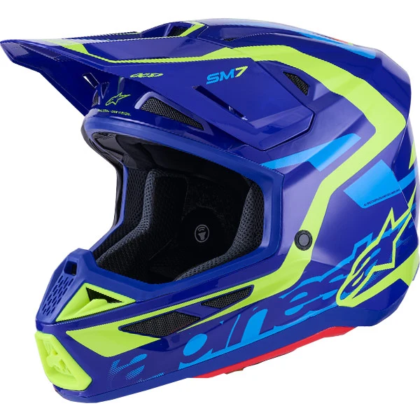 Alpinestars Helmet Supertech S-M7 Deed Helmet - Blue Yellow Fluo Gloss