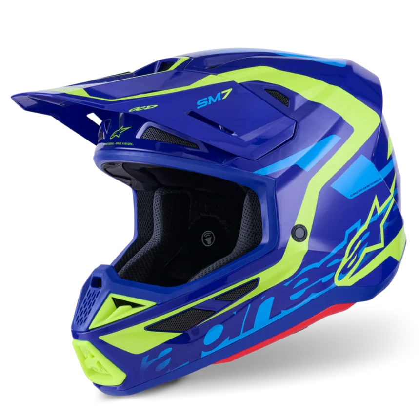 Alpinestars Helmet Supertech S-M7 Deed Helmet - Blue Yellow Fluo Gloss - Image 2