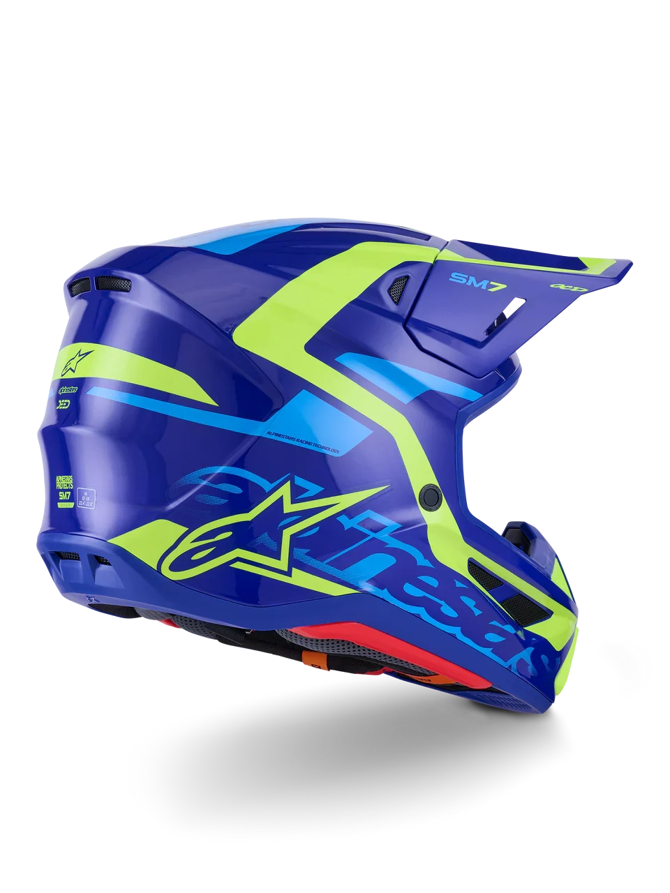 Alpinestars Helmet Supertech S-M7 Deed Helmet - Blue Yellow Fluo Gloss - Image 4