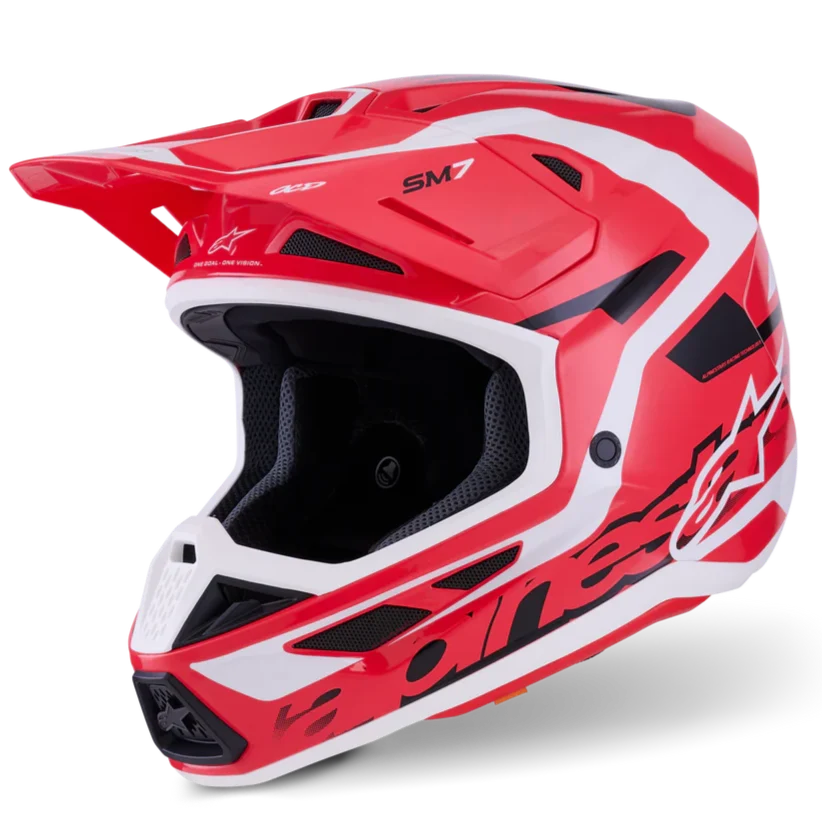 Alpinestars Helmet Supertech S-M7 Deed Helmet - Red Black White Gloss - Image 2