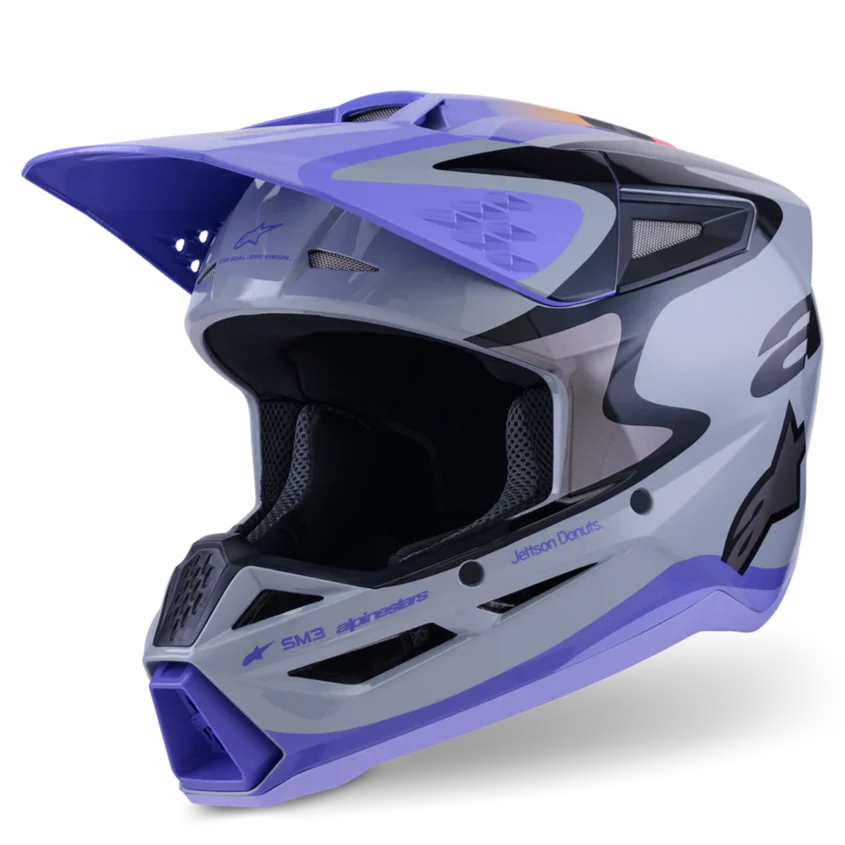 Alpinestars Helmet SM3 Jettson Gray Purple Black Gloss - Image 2