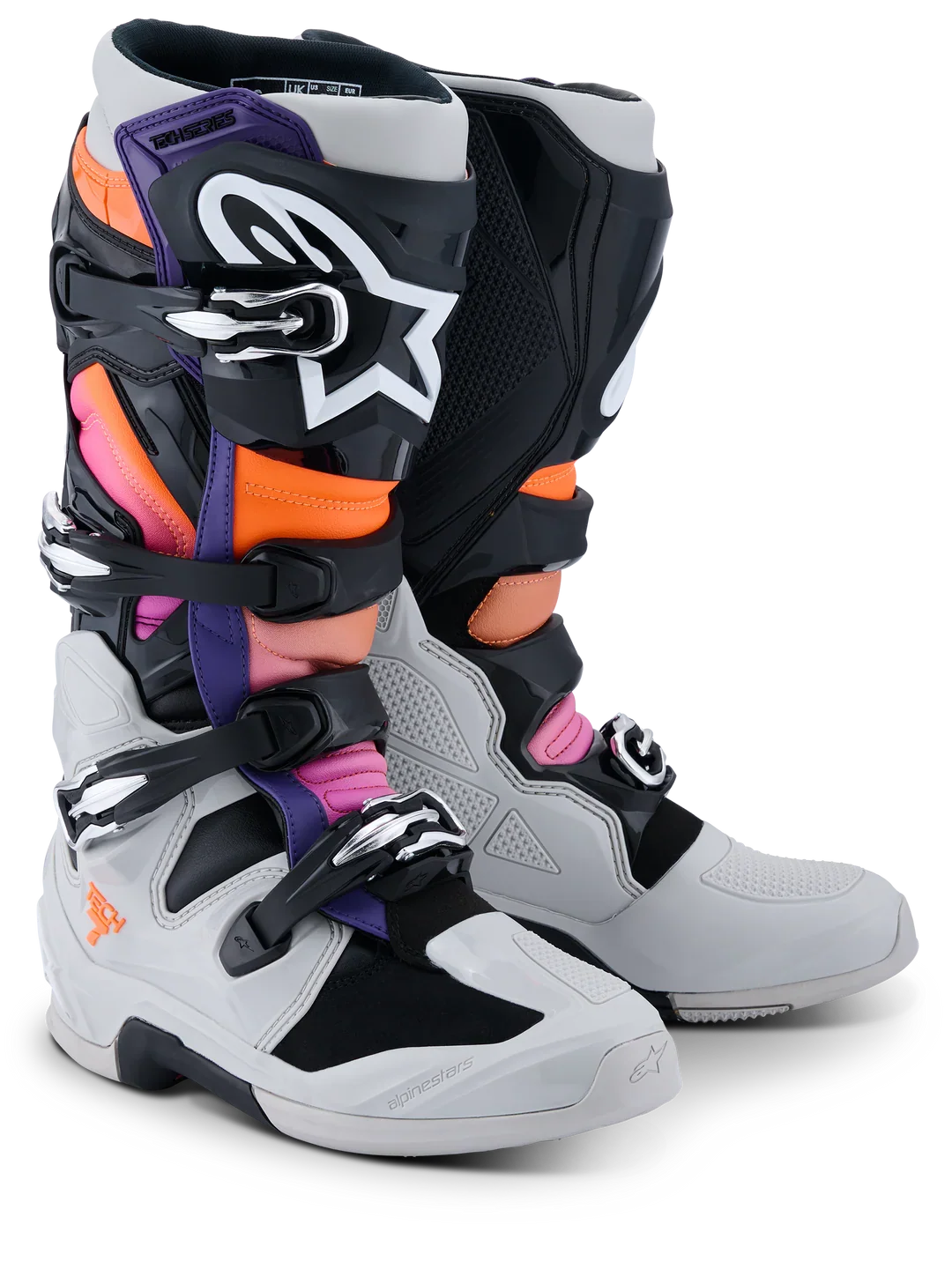 Alpinestars Tech 7 Motocross Boots - Grey Orange Magenta