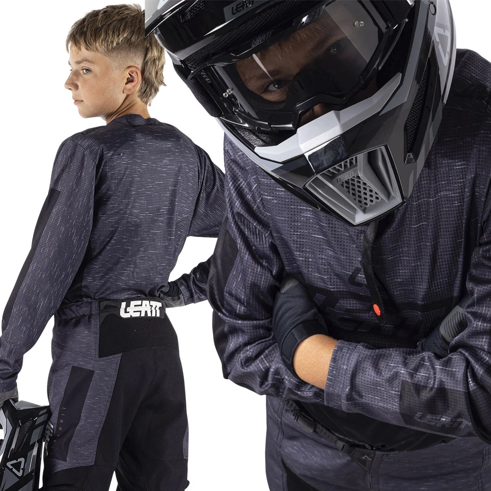 2026 Leatt 3.5 Kids Mini Pant and Jersey Kit Combo Stealth Black Grey - Image 2