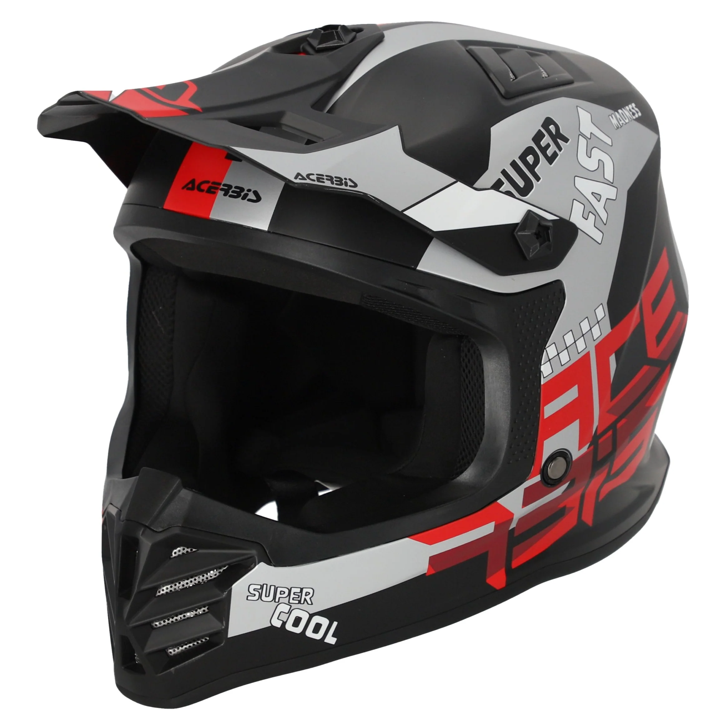 Acerbis Profile Kids Motocross Helmet - Black Red - Image 3
