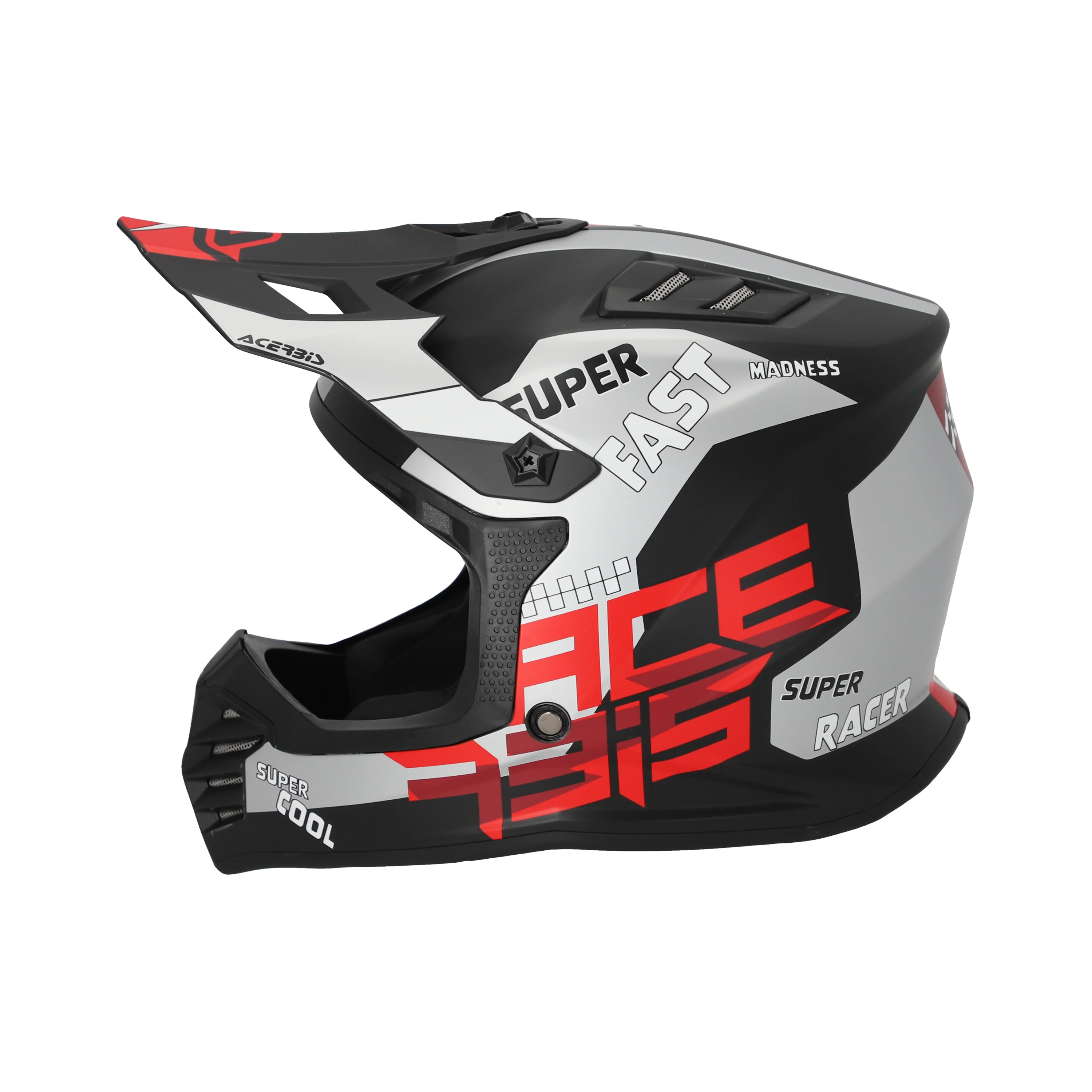 Acerbis Profile Kids Motocross Helmet - Black Red - Image 4