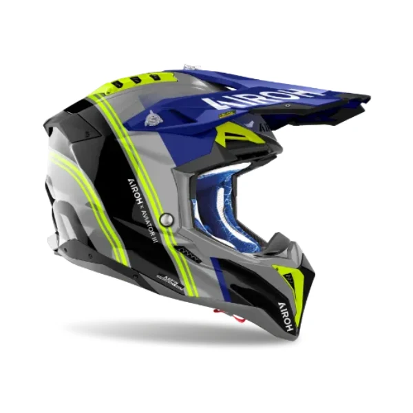 Airoh Aviator 3 Hima Blue Gloss MX Helmet - Image 4