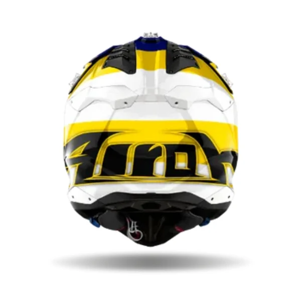 Airoh Aviator 3 Monarch Blue Yellow Gloss MX Helmet - Image 3