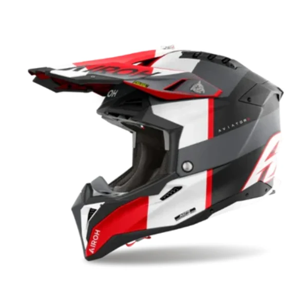 Airoh Aviator 3 Monarch Grey Red Matt MX Helmet - Image 2