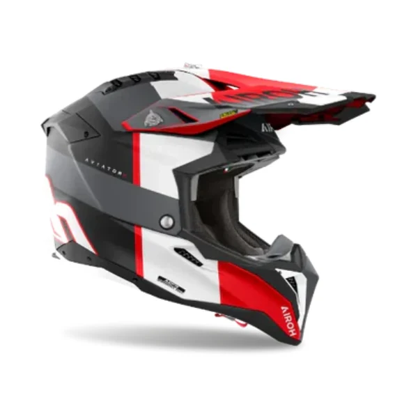 Airoh Aviator 3 Monarch Grey Red Matt MX Helmet - Image 4