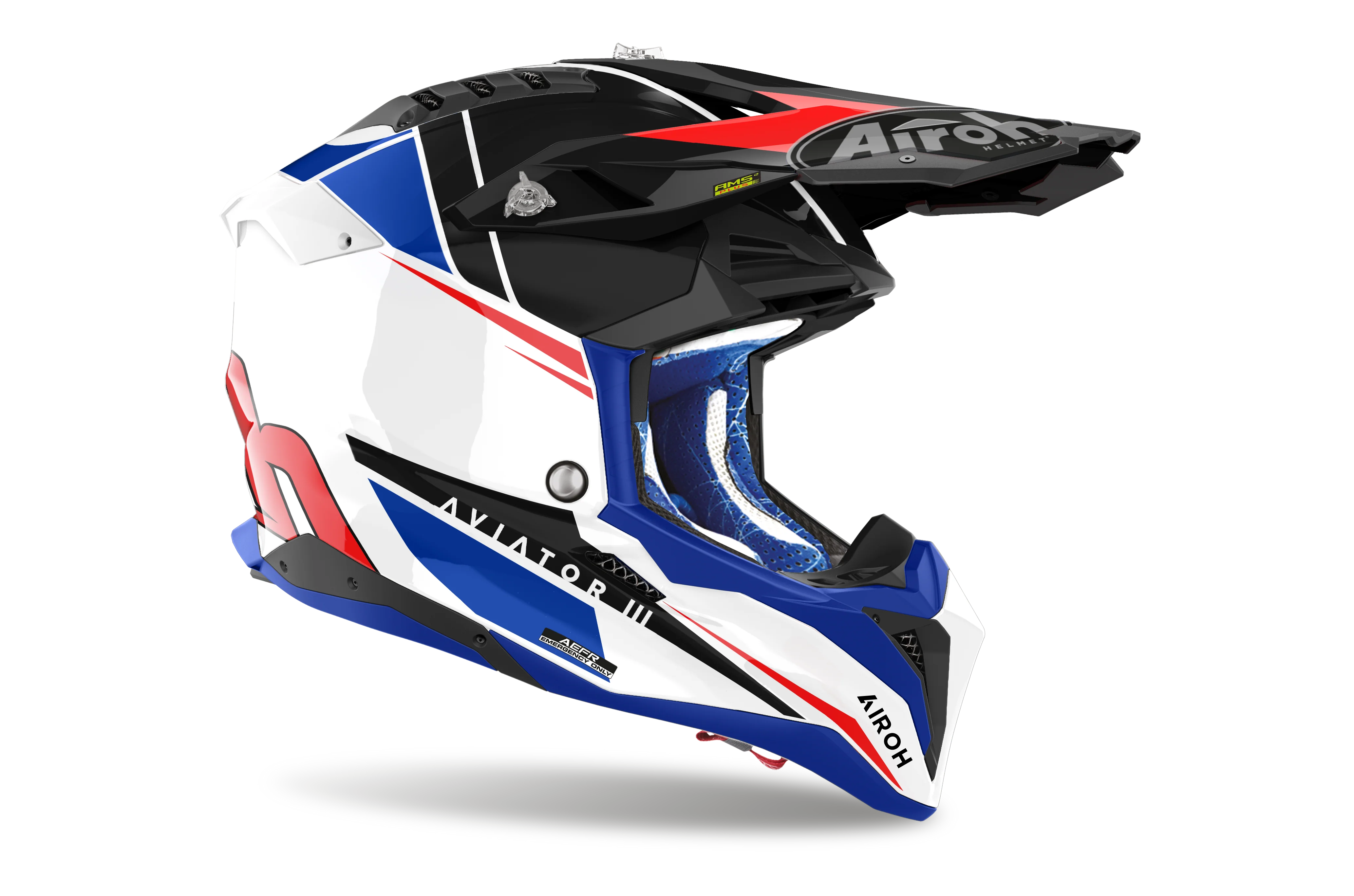Airoh Aviator 3 Helmet Push Blue Red - Image 3