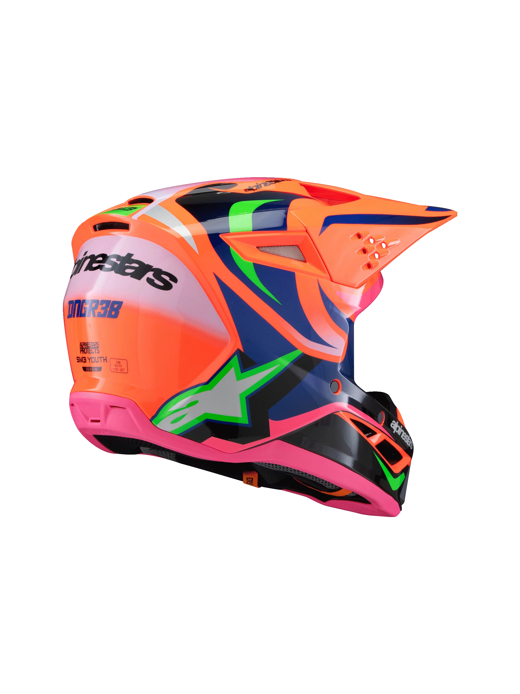 Alpinestars Youth Helmet Deegan Orange Fluo Purple Pink - Image 5
