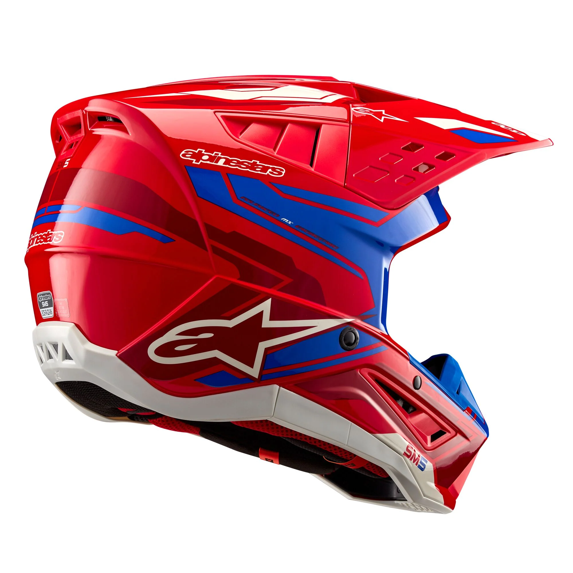 Alpinestars Helmet SM5 Action Bright Red Blue Glossy - Image 4