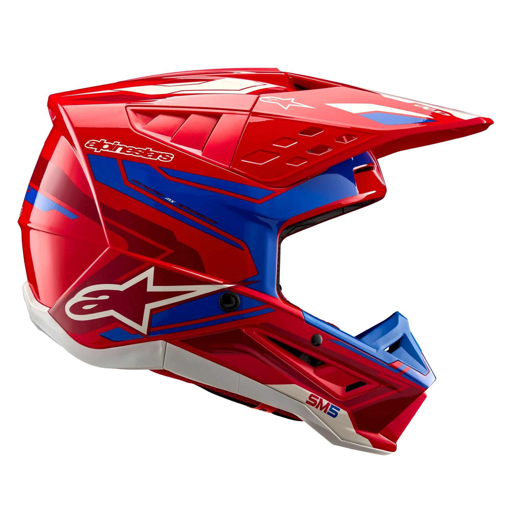 Alpinestars Helmet SM5 Action Bright Red Blue Glossy - Image 6