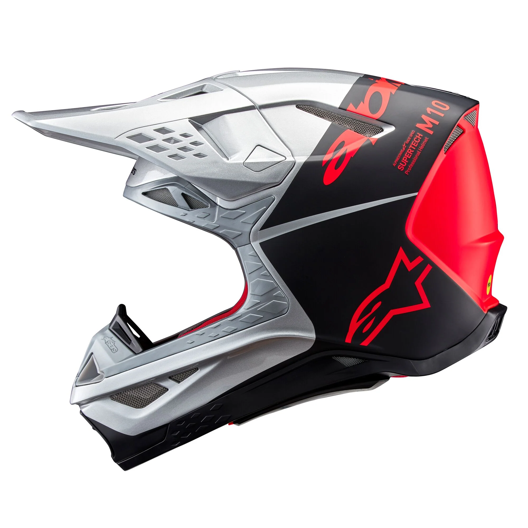 Alpinestars Helmet Supertech SM10 Flood Silver Black Orange Matt Glossy - Image 3