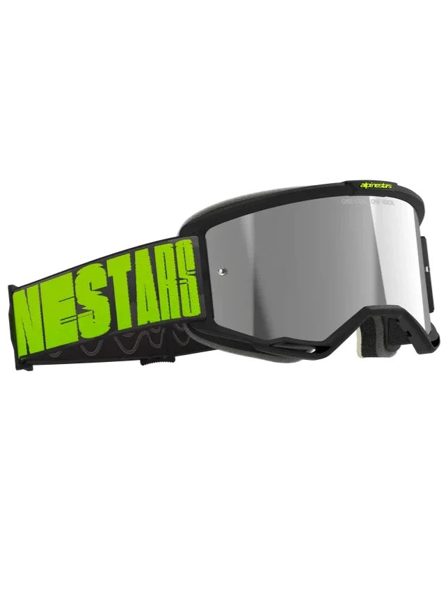 Alpinestars Vision 5 Hollow Goggles Charcoal Fluo Yellow - Silver Mirror Lens - Image 2