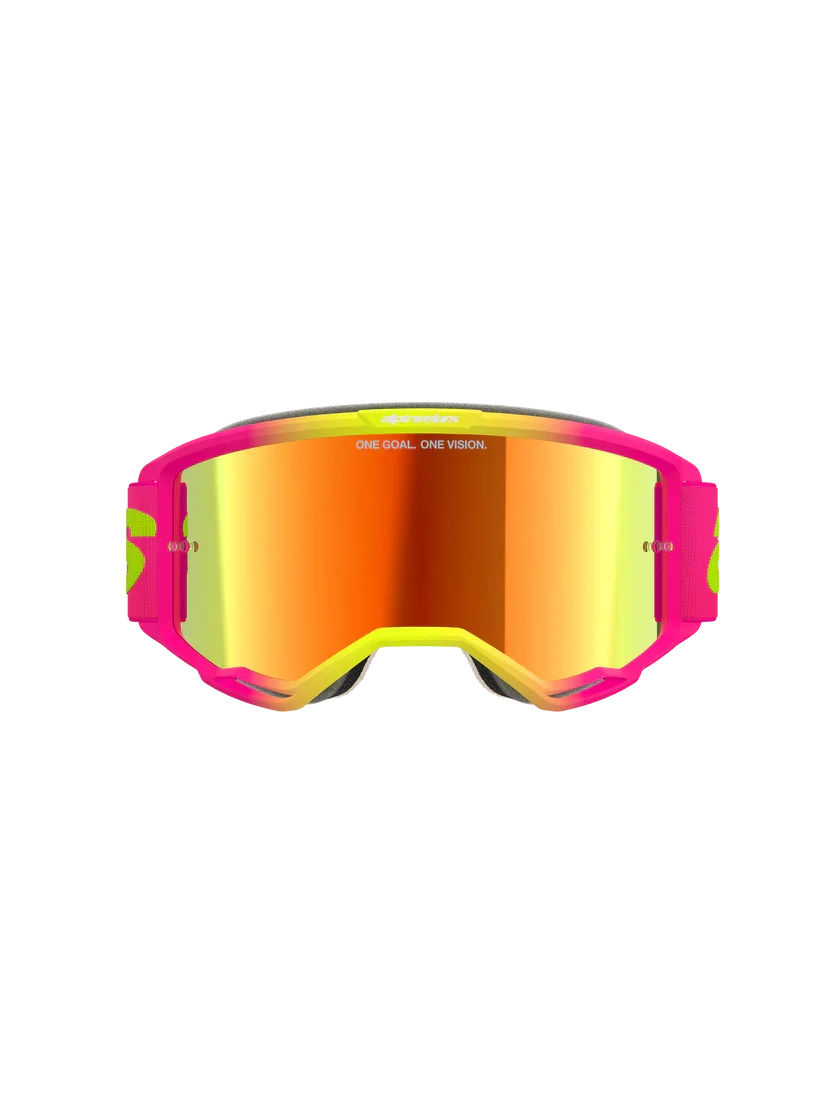 Alpinestars Vision 5 Wordmark Goggles Pink  Fluo Yellow - Red Mirror Lens - Image 5