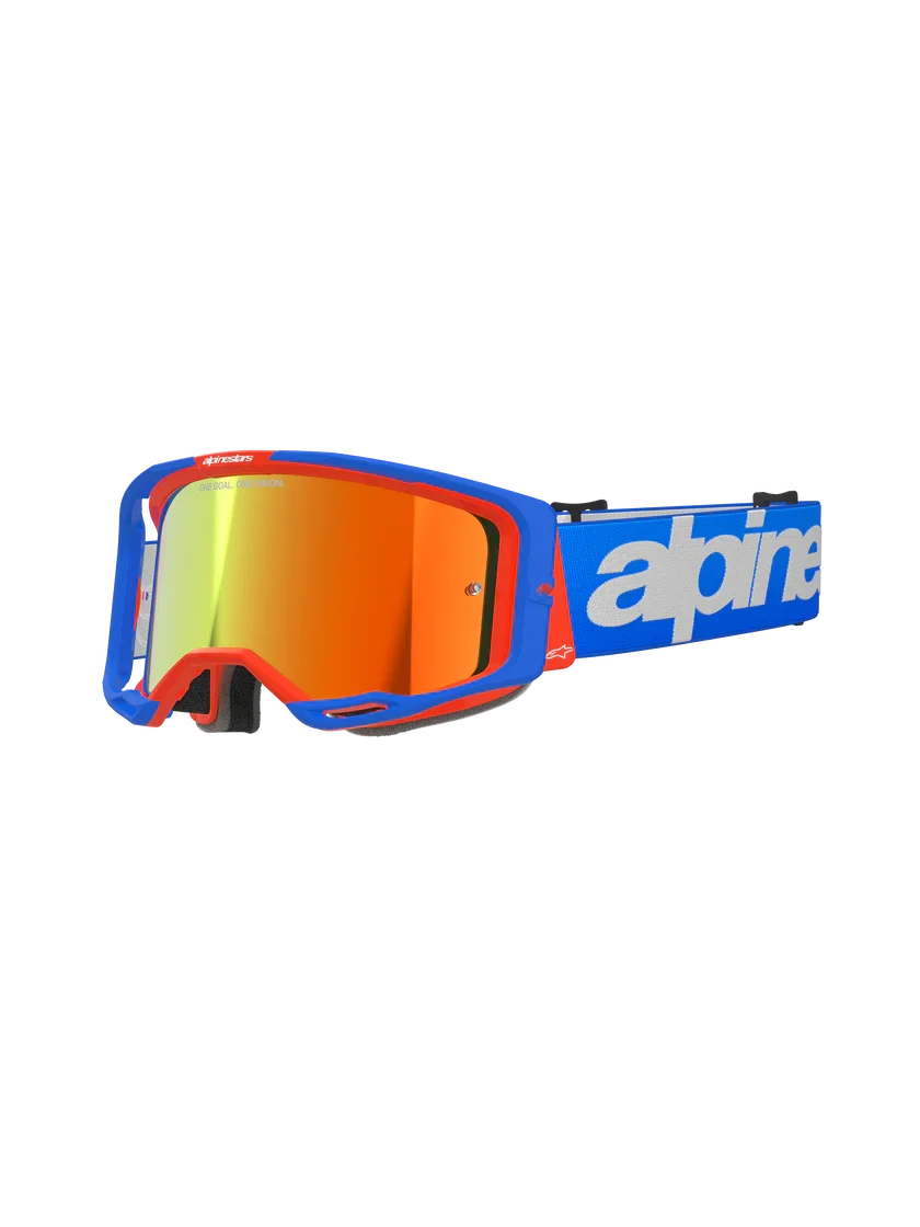 Alpinestars Vision 8 Wordmark Goggles Blue Orange - Red Mirror Lens - Image 3
