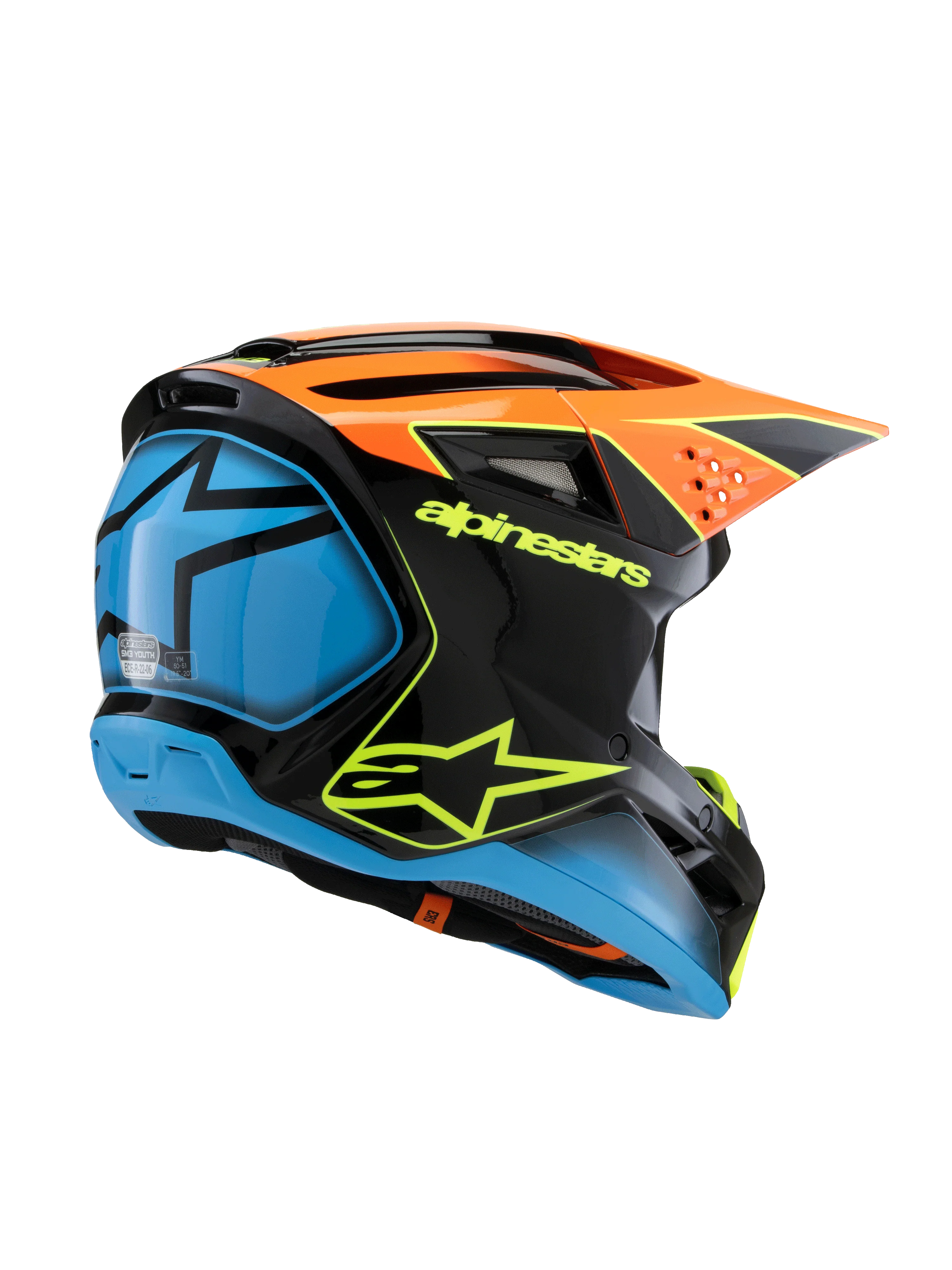 Alpinestars Youth Helmet SM3 Fray Orange Yellow Gloss - Image 5