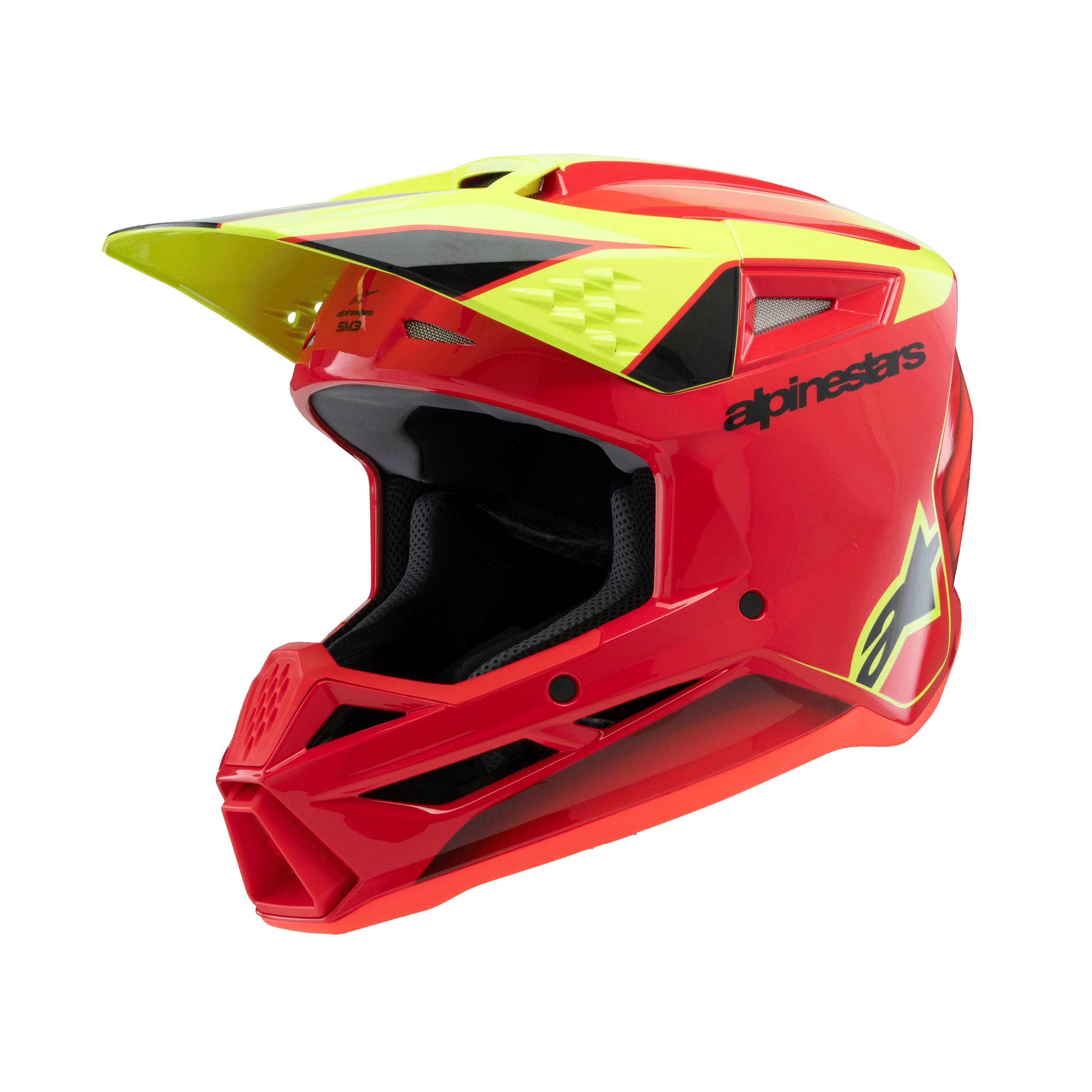 Alpinestars Youth Helmet SM3 Fray Red Yellow Black Gloss - Image 2