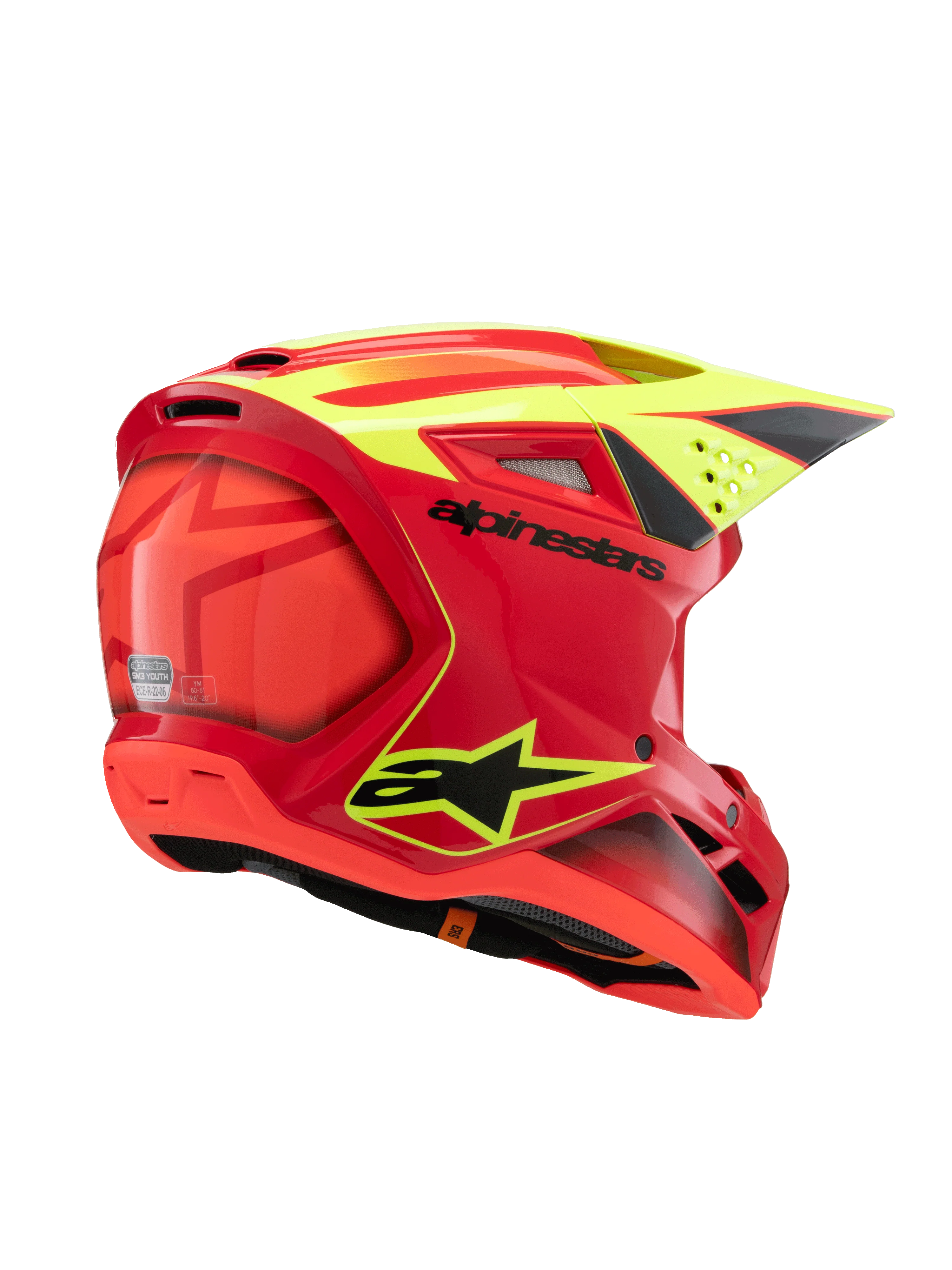Alpinestars Youth Helmet SM3 Fray Red Yellow Black Gloss - Image 5
