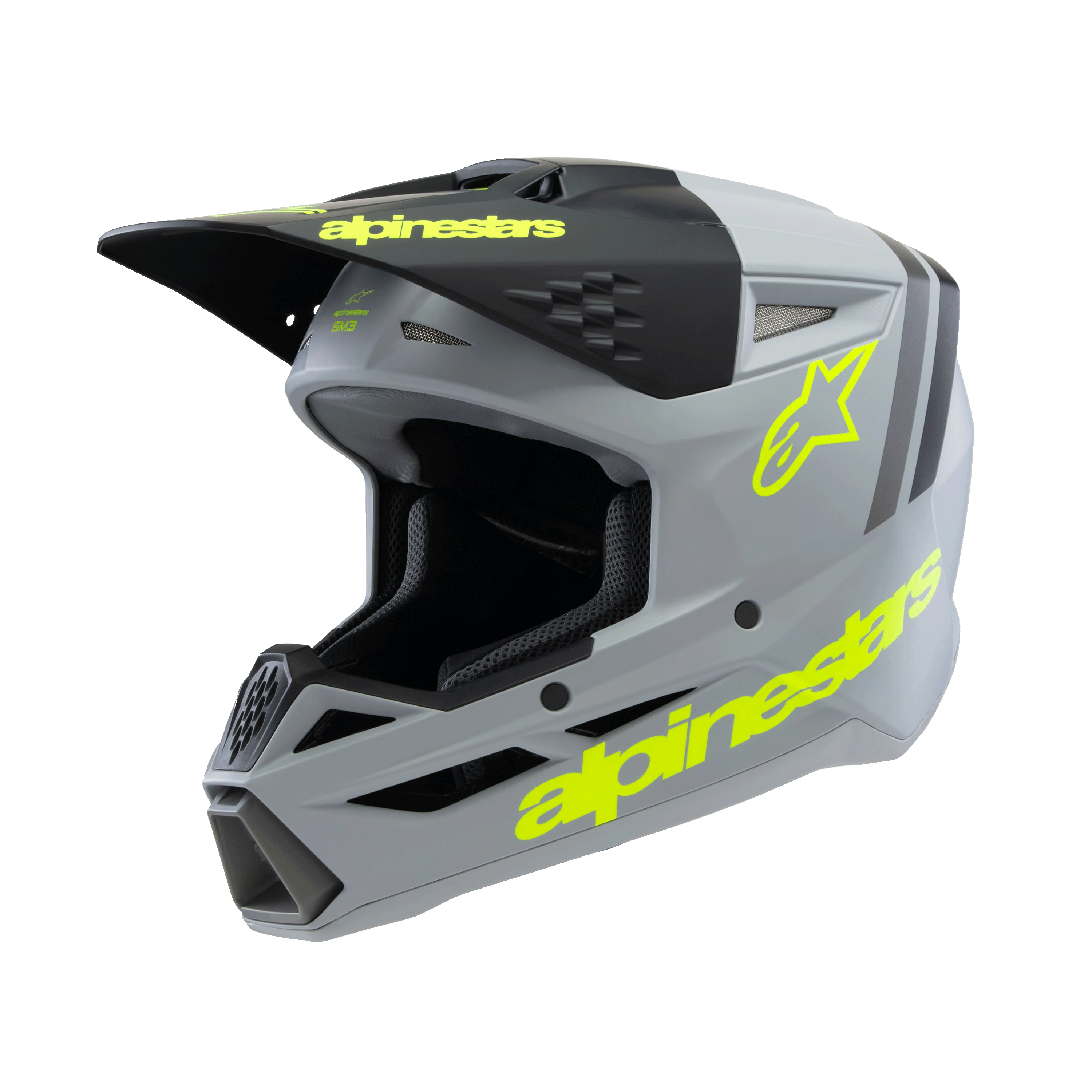 Alpinestars Youth Helmet SM3 Radium Grey Black Yellow Matte - Image 2