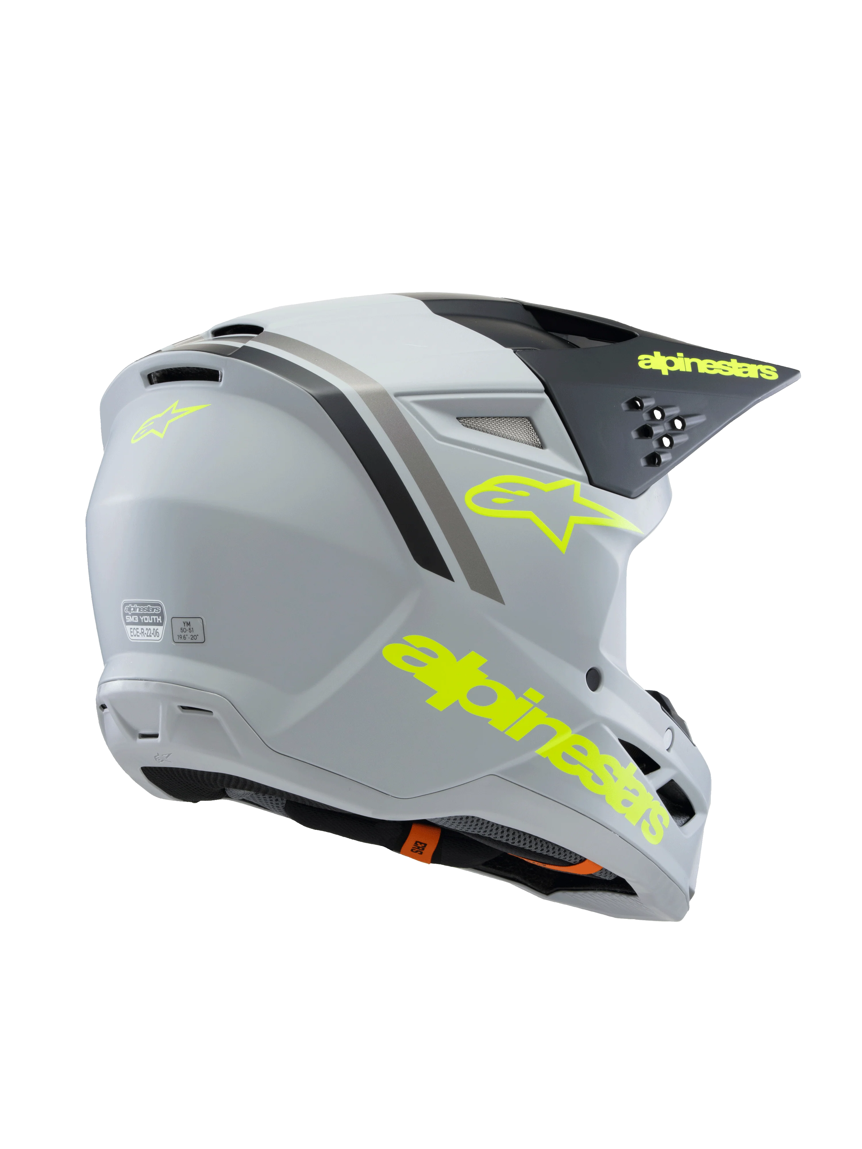 Alpinestars Youth Helmet SM3 Radium Grey Black Yellow Matte - Image 5