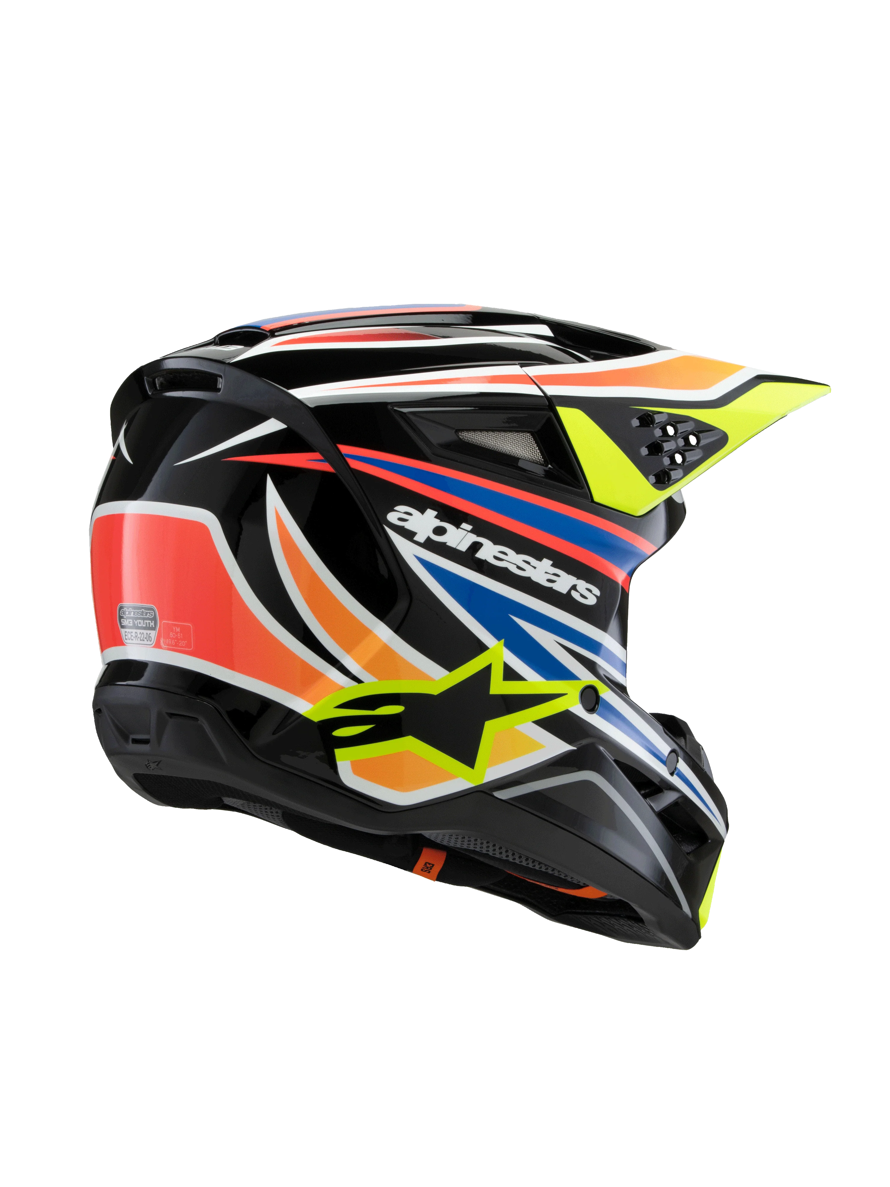 Alpinestars Youth Helmet SM3 Wurx Black Yellow Blue Red - Image 5