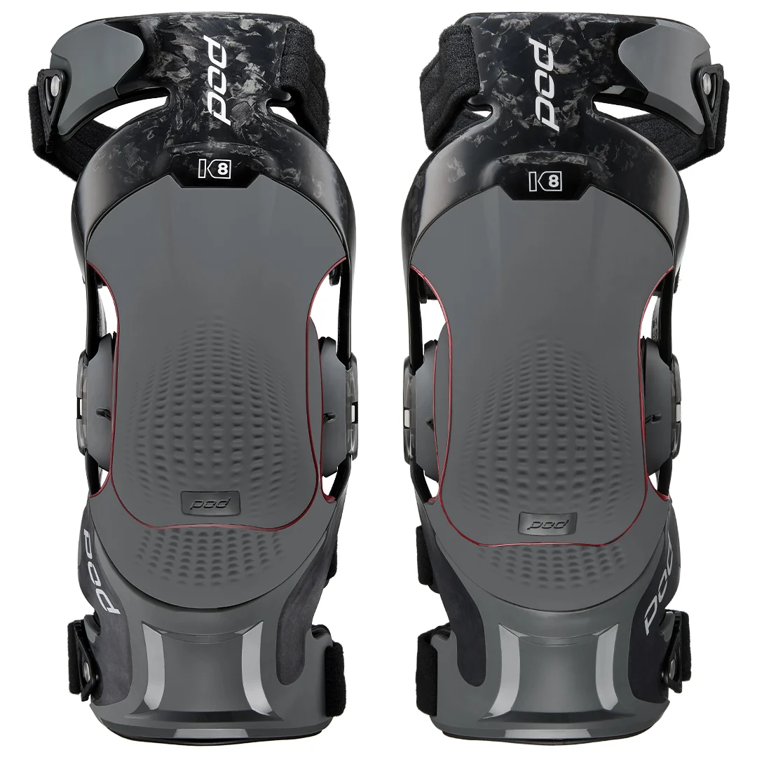 POD K8 3.0 Carbon Motocross Knee Braces Grey - Image 8