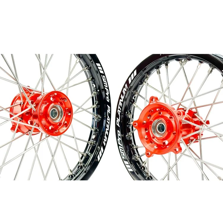 SM Pro Platinum Wheel Set - KTM - Orange Hub Black Rim - Image 3